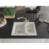 Mexen Carlos 1.5-bowl Granite Sink with Duo Kitchen Faucet, White - 6518-20-671701-57-G