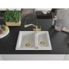 Mexen Carlos granite sink 1.5-bowl with Duo kitchen tap, white - 6518-20-671701-57-G