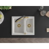 Mexen Carlos 1.5-bowl Granite Sink with Duo Kitchen Faucet, White - 6518-20-671701-57-G