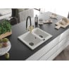 Mexen Carlos Granite Sink 1.5-Bowl with Duo Kitchen Faucet, White - 6518-20-671701-57-B