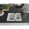 Mexen Carlos 1.5-bowl granite kitchen sink with Duo mixer tap, white - 6518-20-671701-70-B