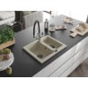 Mexen Carlos 1.5-bowl granite sink with Duo kitchen tap, beige - 6518-69-671701-07-B