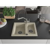 Mexen Carlos granite sink 1.5-bowl with Duo kitchen faucet, beige - 6518-69-671701-07-B