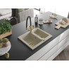 Mexen Carlos granite sink 1.5-bowl with Duo kitchen faucet, beige - 6518-69-671701-57-G