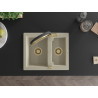 Mexen Carlos granite sink 1.5-bowl with Duo kitchen faucet, beige - 6518-69-671701-57-G
