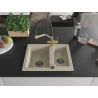 Mexen Carlos granite sink 1.5-bowl with Duo kitchen tap, beige - 6518-69-671701-57-B