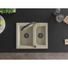 Mexen Carlos granite sink 1.5-bowl with Duo kitchen tap, beige - 6518-69-671701-57-B
