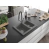 Mexen Carlos granite sink 1.5-bowl with Duo kitchen tap, grey - 6518-71-671701-07