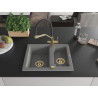 Mexen Carlos granite kitchen sink 1.5-bowl with Duo kitchen faucet, gray - 6518-71-671701-57-G