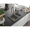 Mexen Carlos granite kitchen sink 1.5-bowl with Duo kitchen faucet, gray - 6518-71-671701-57-G