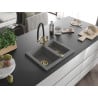 Mexen Carlos granite sink 1.5-bowl with Duo kitchen tap, grey - 6518-71-671701-57-G