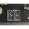 Mexen Carlos granite kitchen sink 1.5-bowl with Duo kitchen faucet, gray - 6518-71-671701-57-G