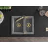 Mexen Carlos granite sink 1.5-bowl with Duo kitchen tap, grey - 6518-71-671701-57-G