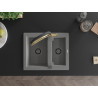 Mexen Carlos 1.5-Bowl Granite Sink with Duo Kitchen Faucet, Gray - 6518-71-671701-57-B
