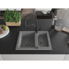 Mexen Carlos granite kitchen sink 1.5-bowl with Duo kitchen faucet, gray - 6518-71-671701-70-B