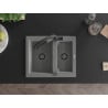 Mexen Carlos granite kitchen sink 1.5-bowl with Duo kitchen tap, grey - 6518-71-671701-70-B