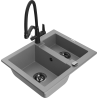 Mexen Carlos 1.5-compartment granite sink with a kitchen mixer tap Duo, grey - 6518-71-671701-70-B