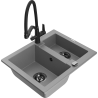 Mexen Carlos granite kitchen sink 1.5-bowl with Duo kitchen tap, grey - 6518-71-671701-70-B