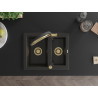 Mexen Carlos granite kitchen sink 1.5-bowl with Duo kitchen faucet, black/gold metallic - 6518-75-671701-57-G