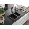Mexen Carlos 1.5-bowl granite sink with Duo kitchen tap, black/gold metallic - 6518-75-671701-70-B