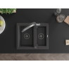 Mexen Carlos 1.5-bowl granite sink with Duo kitchen faucet, black speckled - 6518-76-671701-07-B