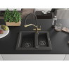 Mexen Carlos 1.5-Bowl Granite Sink with Duo Kitchen Faucet, Speckled Black - 6518-76-671701-57-B