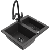 Mexen Carlos 1.5-bowl granite sink with Duo kitchen faucet, black speckled - 6518-76-671701-70-B