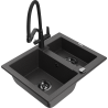 Mexen Carlos 1.5-bowl granite sink with Duo kitchen faucet, speckled black - 6518-76-671701-70-B