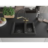 Mexen Carlos granite kitchen sink 1.5-bowl with Duo kitchen faucet, black - 6518-77-671701-57-B