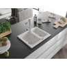 Mexen Carlos granite sink 1.5-bowl with Duero kitchen faucet, white - 6518-20-671600-00