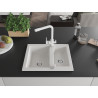 Mexen Carlos granite kitchen sink 1.5-bowl with Duero kitchen faucet, white - 6518-20-671600-20