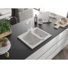 Mexen Carlos 1.5-bowl granite sink with Duero kitchen faucet, white - 6518-20-671600-20