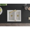 Mexen Carlos granite sink 1.5-bowl with Duero kitchen tap, white - 6518-20-671600-50