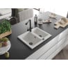 Mexen Carlos 1.5-bowl Granite Sink with Duero Kitchen Tap, White - 6518-20-671600-70