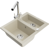 Mexen Carlos 1.5-bowl granite sink with Duero kitchen faucet, beige - 6518-69-671600-00