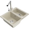 Mexen Carlos granite 1.5-bowl kitchen sink with Duero kitchen faucet, beige - 6518-69-671600-00