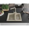 Mexen Carlos 1.5-bowl granite sink with Duero kitchen faucet, beige - 6518-69-671600-69