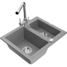 Mexen Carlos 1.5-bowl granite sink with Duero kitchen faucet, gray - 6518-71-671600-00