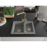 Mexen Carlos 1.5-bowl granite sink with Duero kitchen faucet, gray - 6518-71-671600-50