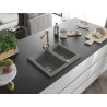Mexen Carlos 1.5-bowl granite sink with Duero kitchen faucet, gray - 6518-71-671600-50