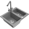 Mexen Carlos 1.5-bowl granite sink with Duero kitchen tap, grey - 6518-71-671600-71