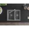 Mexen Carlos 1.5-bowl granite sink with Duero kitchen tap, grey - 6518-71-671600-71