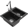 Mexen Carlos 1,5-compartment granite sink with a kitchen mixer tap Duero, Black/Silver metallic - 6518-73-671600-00