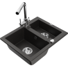 Mexen Carlos 1.5-bowl granite sink with Duero kitchen faucet, black/gold metallic - 6518-75-671600-00