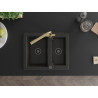 Mexen Carlos granite sink 1.5-bowl with Duero kitchen faucet, black/gold metallic - 6518-75-671600-50-B