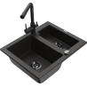 Mexen Carlos 1,5-compartment granite sink with a kitchen mixer tap Duero, Black/Gold metallic - 6518-75-671600-70-B