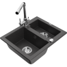 Mexen Carlos granite kitchen sink 1.5-bowl with Duero kitchen faucet, black speckled - 6518-76-671600-00