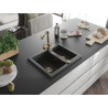 Mexen Carlos 1.5-Bowl Granite Sink with Duero Kitchen Faucet, Speckled Black - 6518-76-671600-50