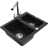 Mexen Carlos 1.5-bowl granite sink with Duero kitchen faucet, black - 6518-77-671600-00