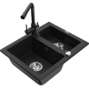Mexen Carlos 1,5-compartment granite sink with a kitchen mixer tap Duero, Black - 6518-77-671600-70